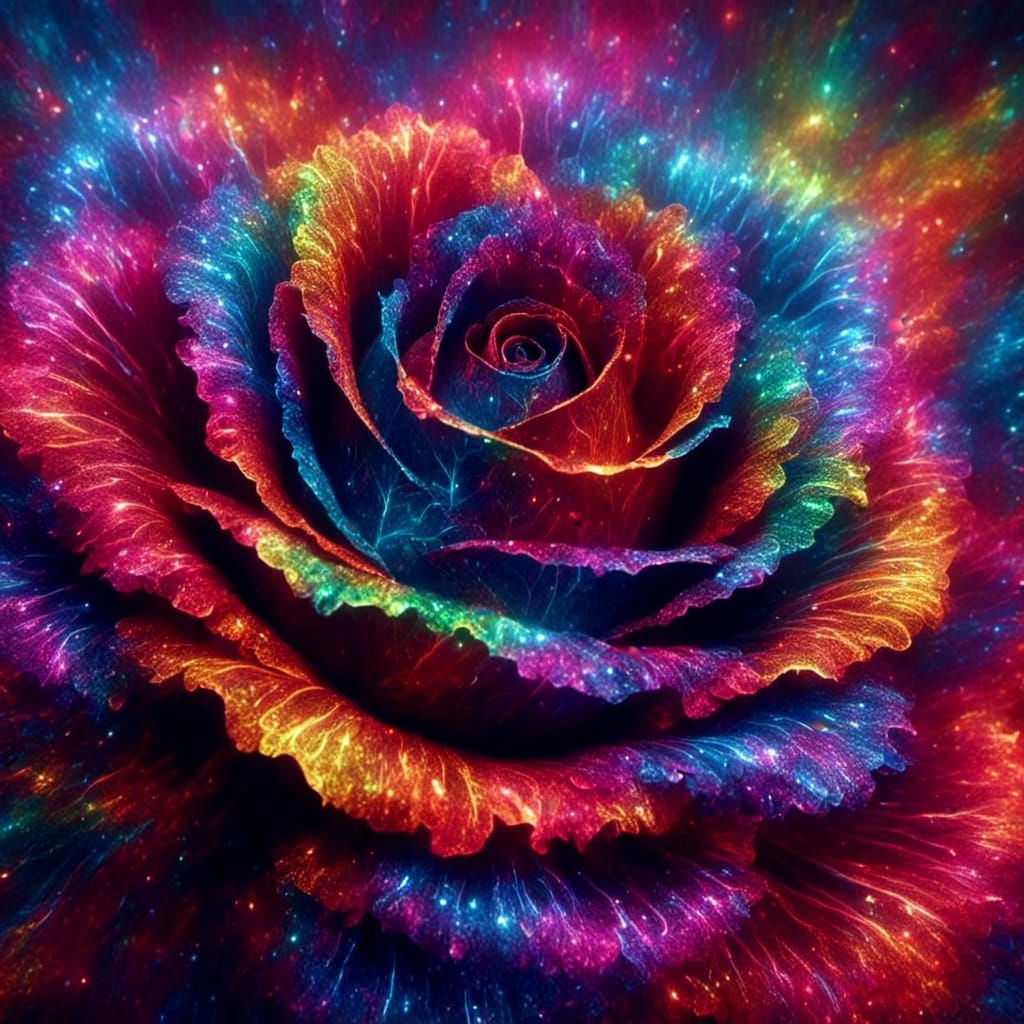 Rainbow Flame Rose in Full Bloom