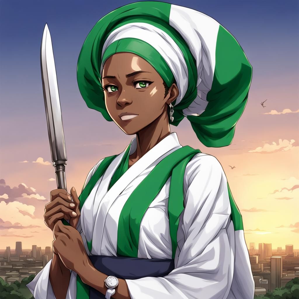 Nigeria as Anime Character in Manga Style