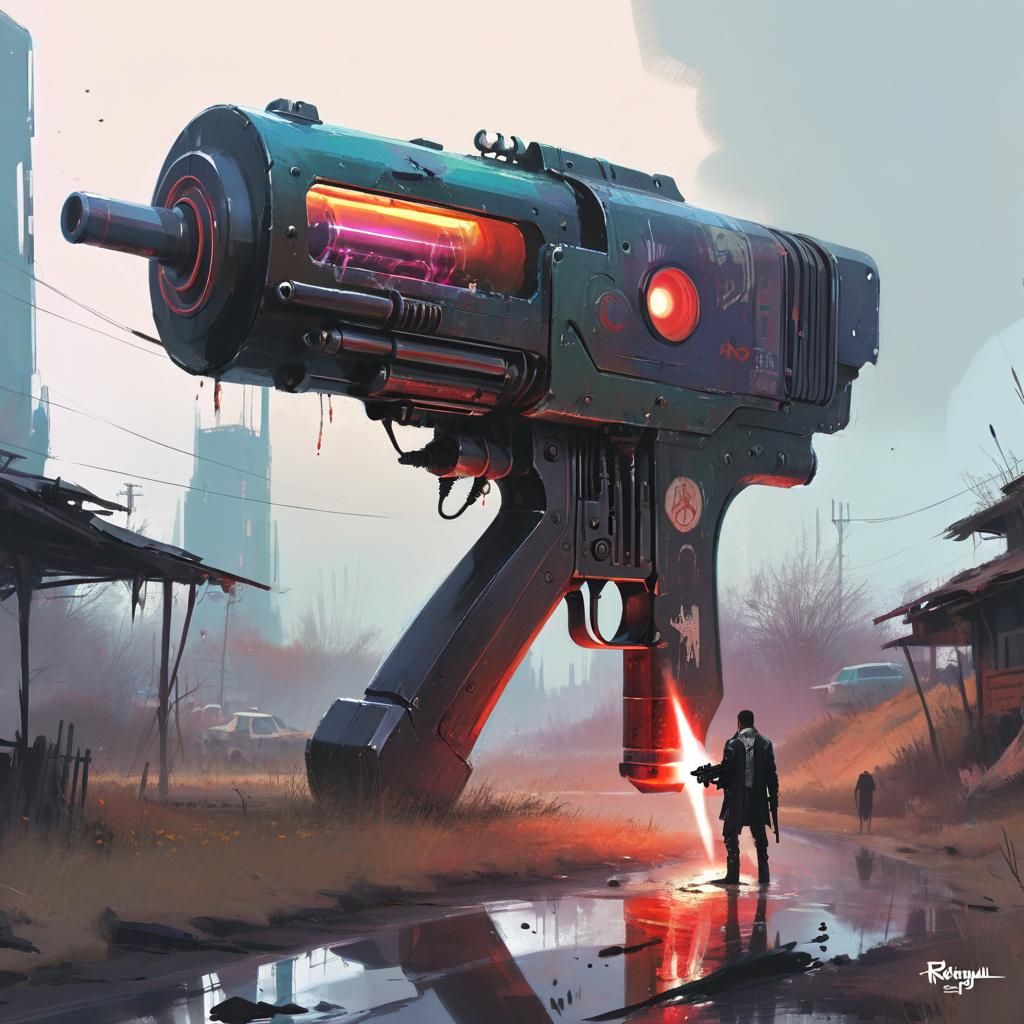 Retrofuturistic Gothic Raygun Terminator Digital Art