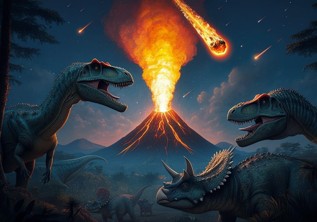 Dinosaur Extinction Event: Meteor and Volcano