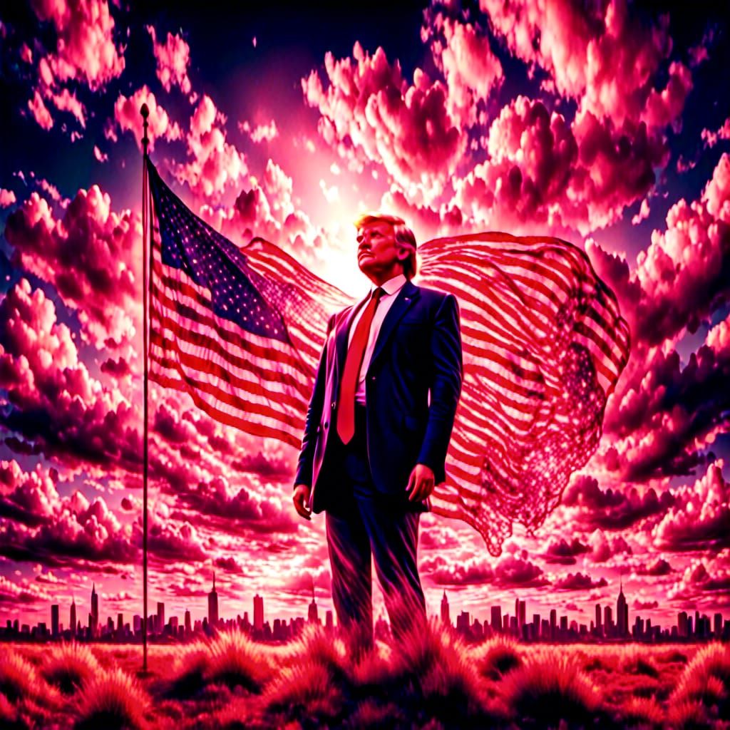 Patriotic Portrait of Donald Trump in Golden Light