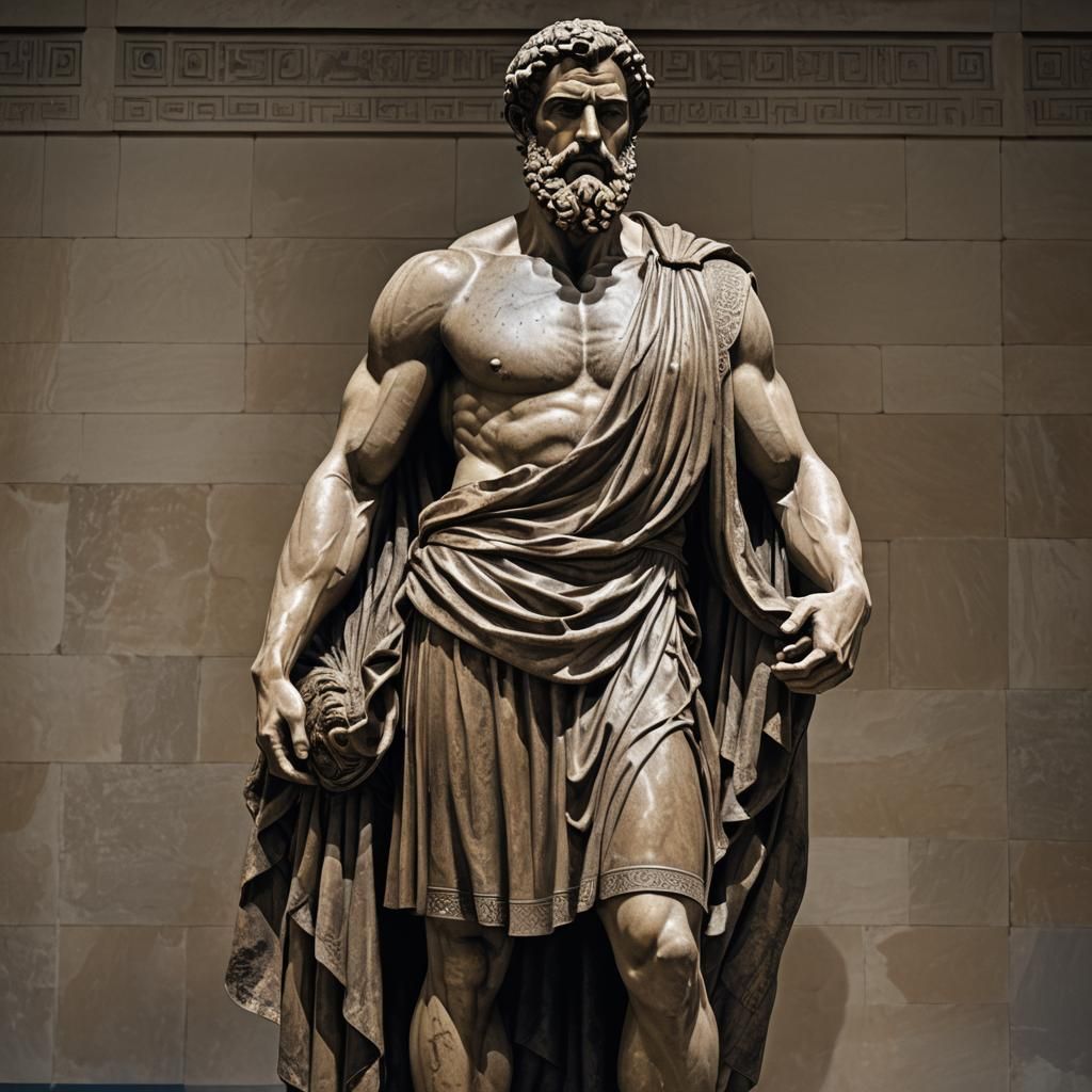 Dramatic Ancient Greek Statue in Cinematic Lighting