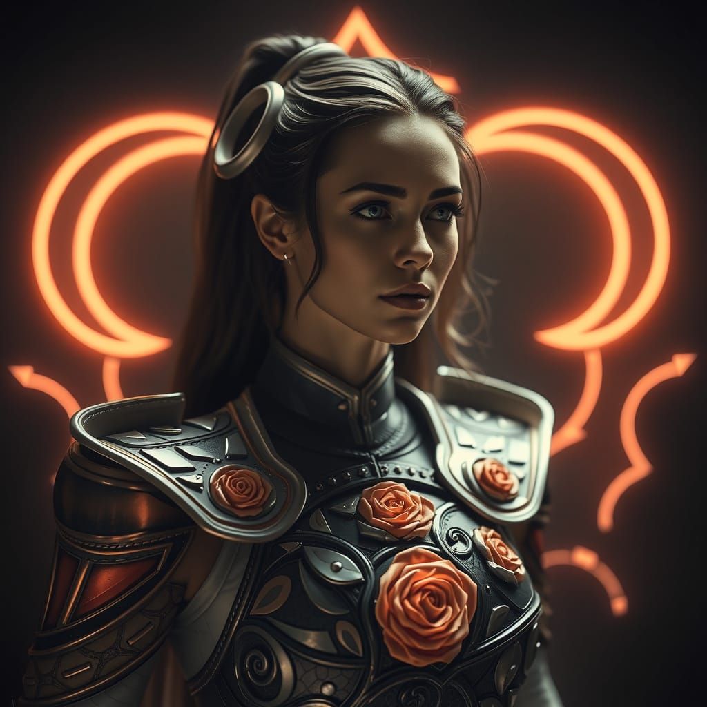 Empowered Goddess in Neon Armor