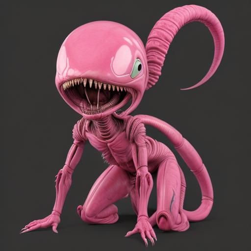 Cute Pink Xenomorph Illustration