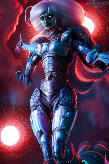 Android Villainess Inspired by Japanese Illustration