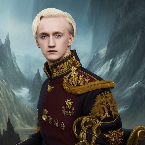 Draco Malfoy as Russian Emperor, Detailed Digital Art