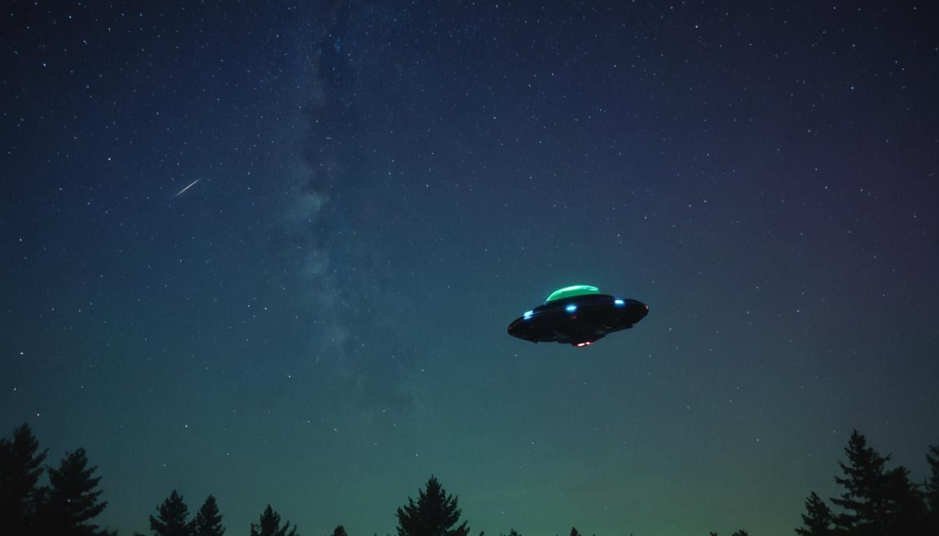 UFOs in Starry Sky: Cinematic Matte Painting