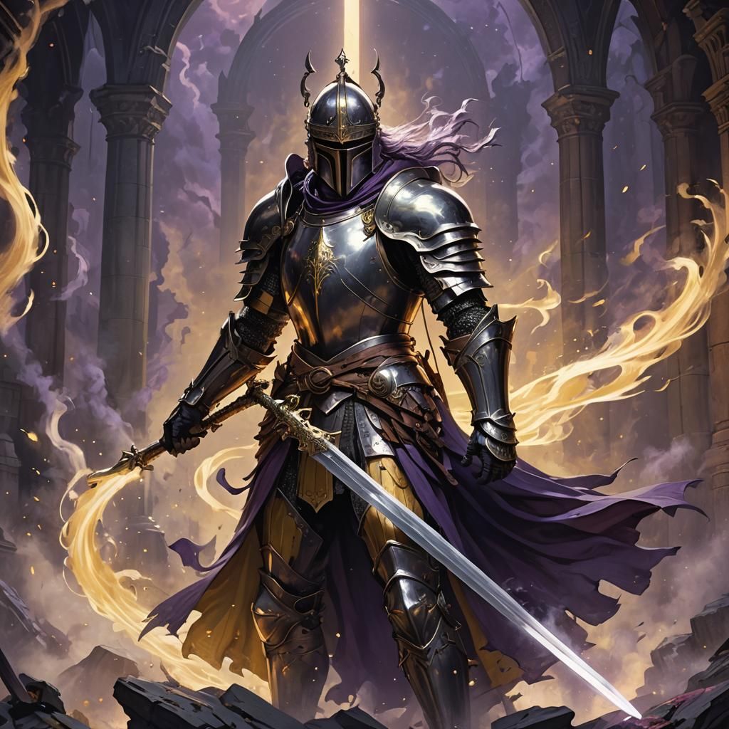 Holy Knight Banishing Darkness: Dark Fantasy Concept Art