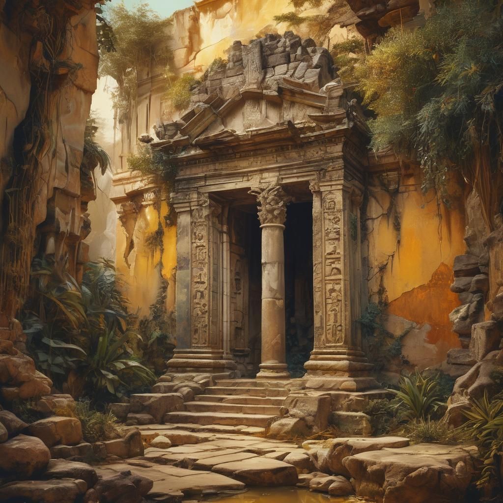 Mystical Crumbling Temple in Surrealist Style