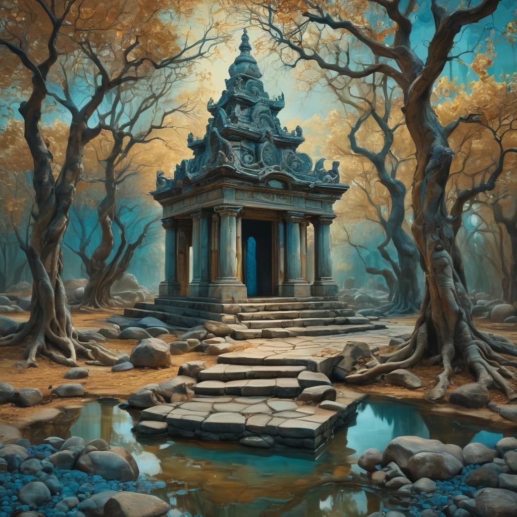 Surreal Lost Temple in Mystical Landscape