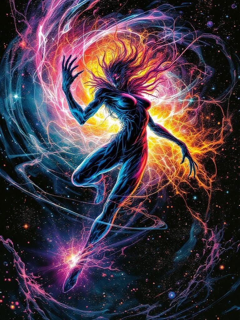 Cosmic Stardust Entity in Gritty Sci-Fi Style