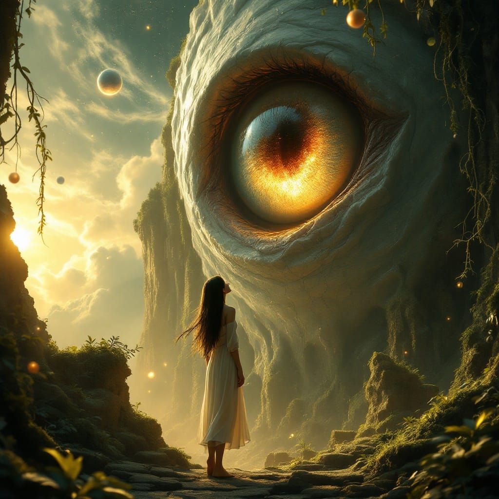 Anime Woman Gazes at Jungle Eye