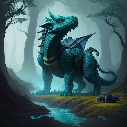 Dragon-Dog-Monkey Lego Hybrid in Magical Woods