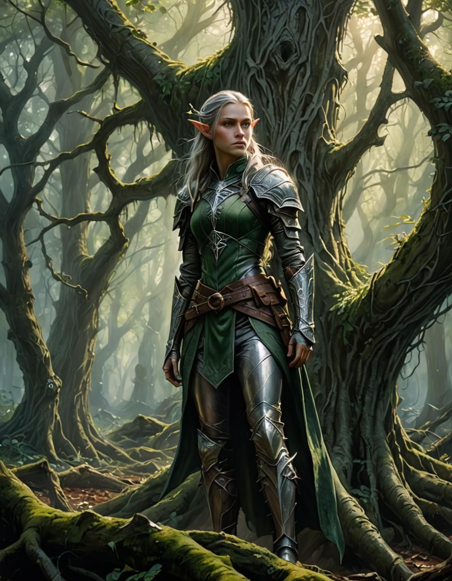 Ethereal Elf Ranger in Ancient Forest