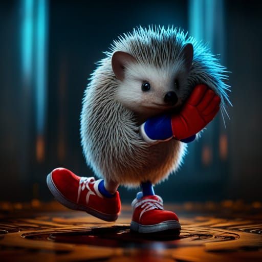 Blue Anthropomorphic Hedgehog in Detailed Fantasy Art