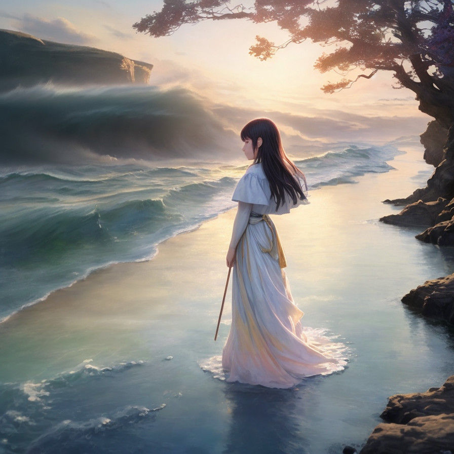 Impressionist Seascape with Crashing Waves