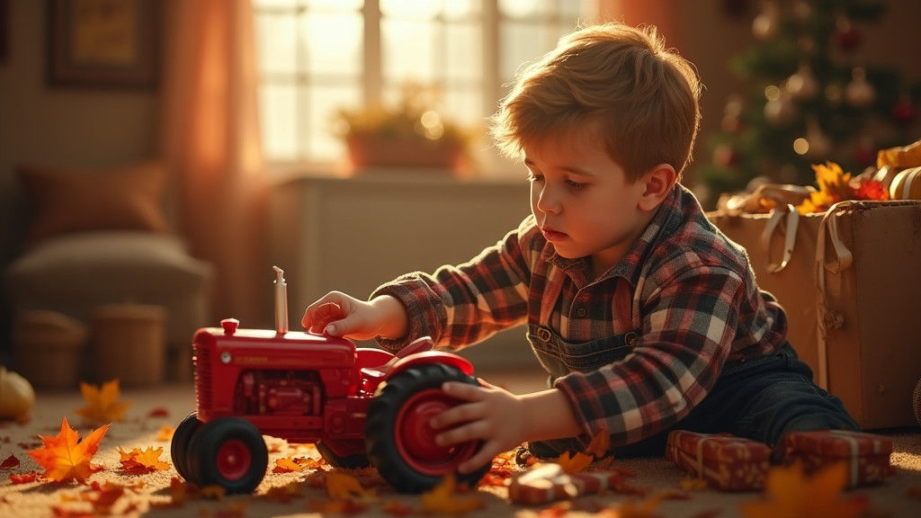 Boy's Thanksgiving Joy: A Toy Tractor Gift