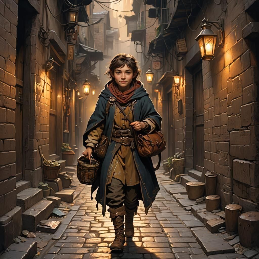 Halfling Rogue Character Portrait in Detailed Matte Painting