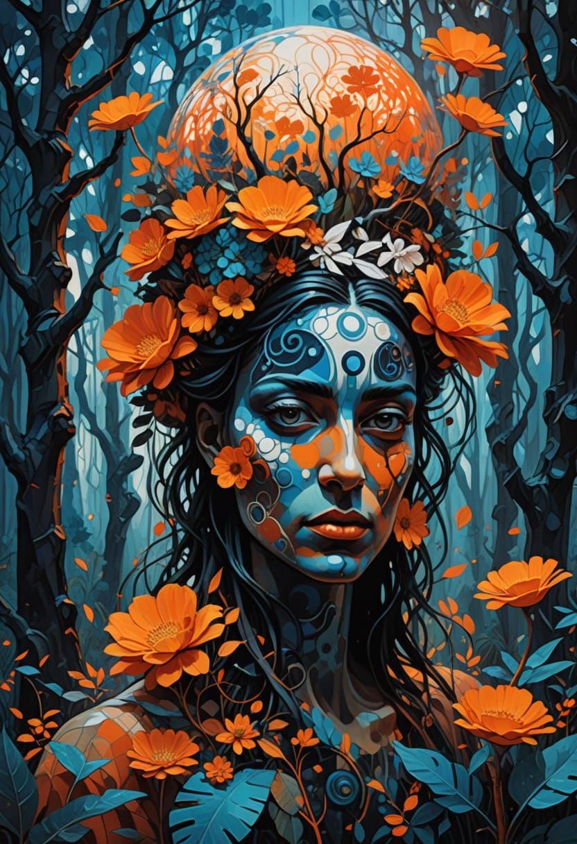 Surreal Pop Art Forest Scene with Glowing Trees and Vibrant ...