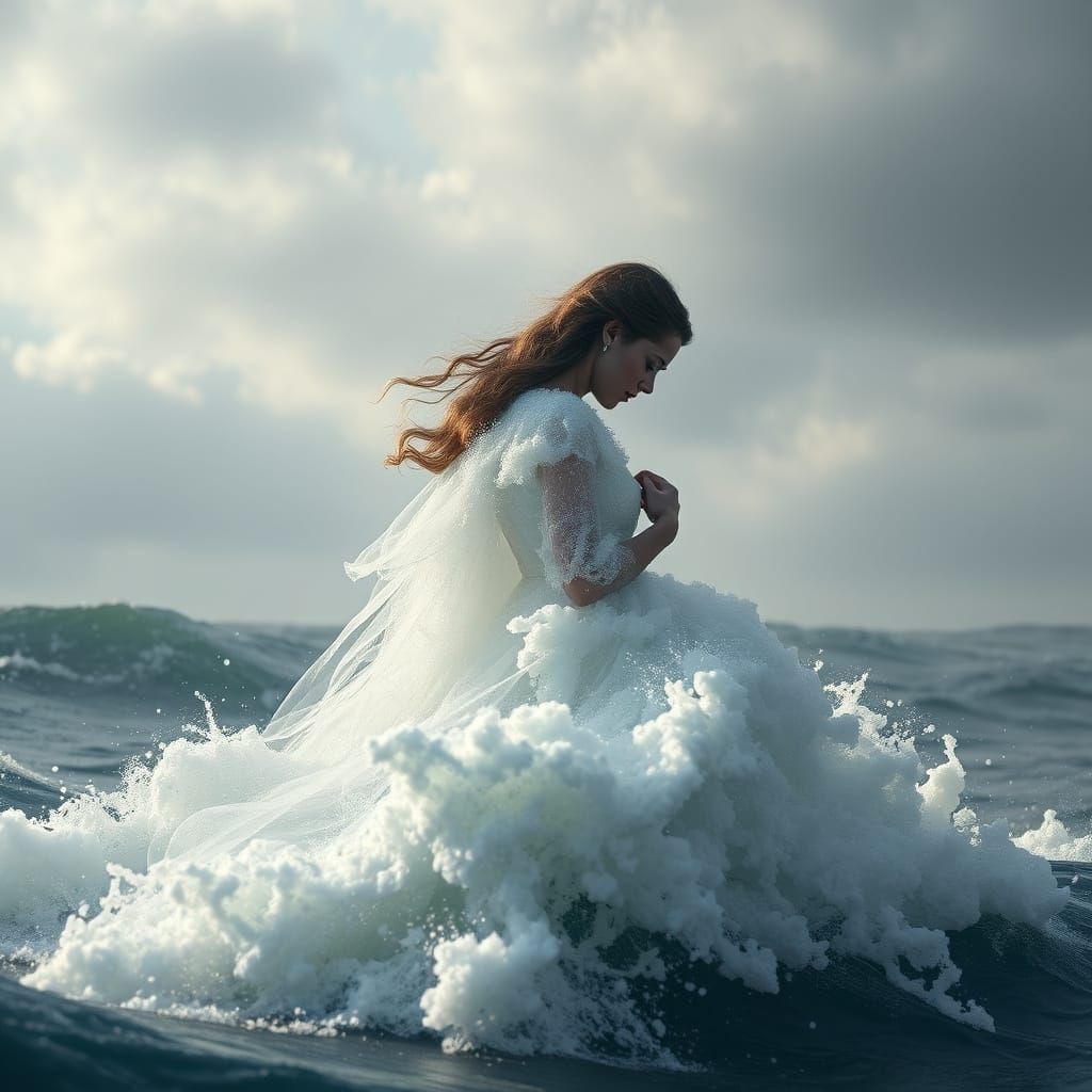 Ethereal Groom Descends to Majestic Ocean Bride in Turbulent...