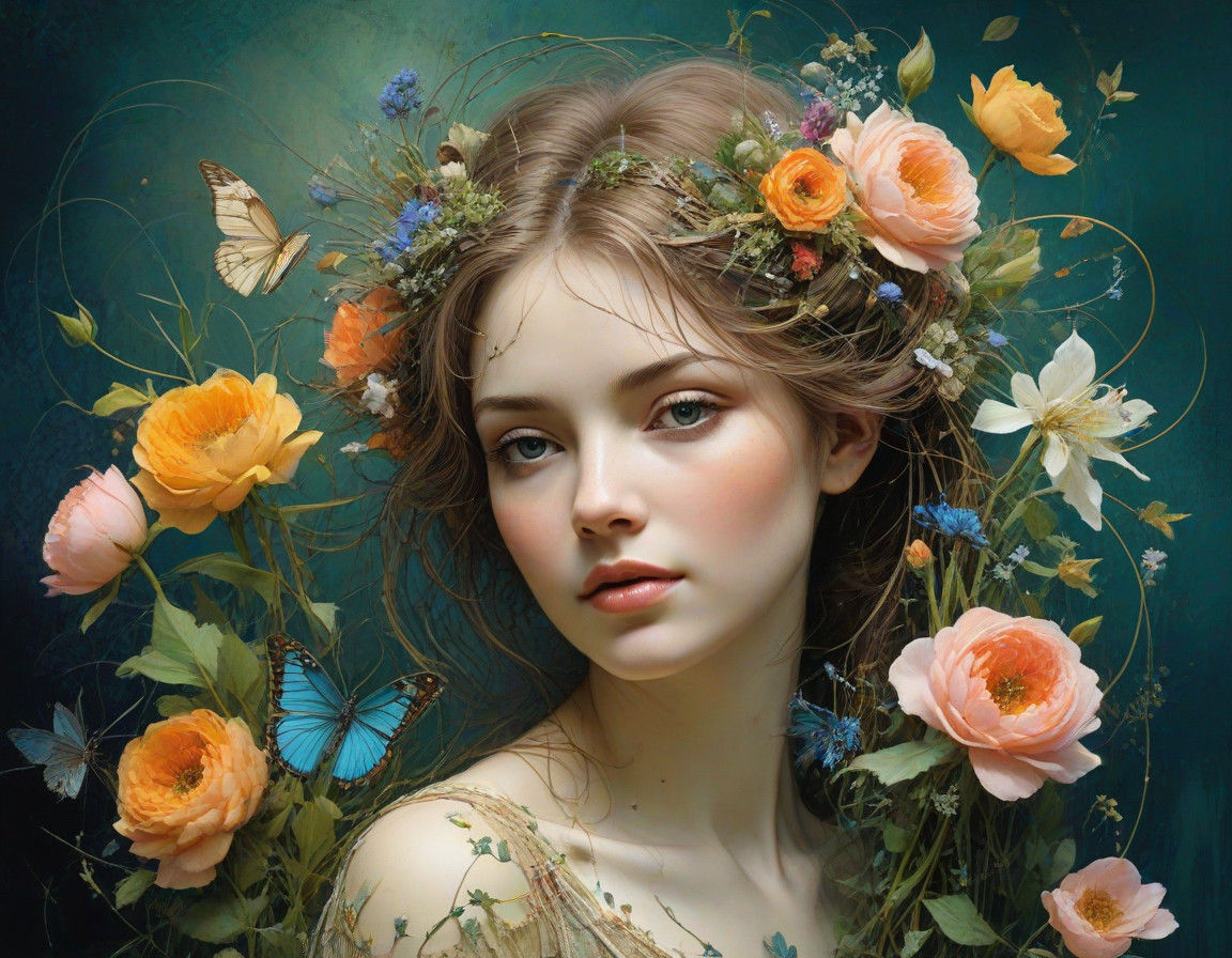 Vibrant Floral Tapestry in Intricate Style