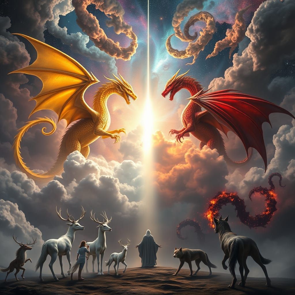 Ethereal Cosmic Clash: Light and Darkness Engage in an Epic ...