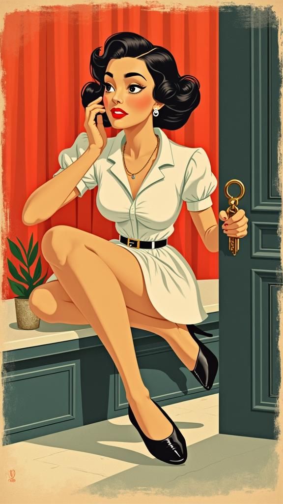 Retro 1940s Illustration of a Key