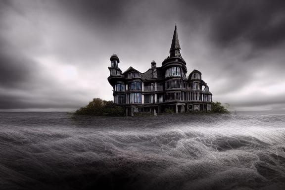 Eerie Victorian House on the Ocean: Hyper-Detailed Digital P...