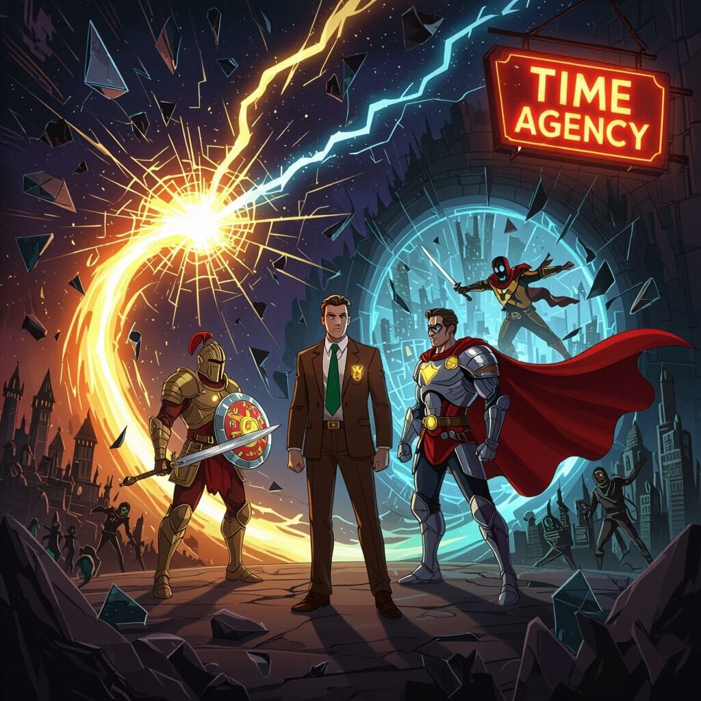 Cosmic Collision of Alternate Realities in Neon Futurism