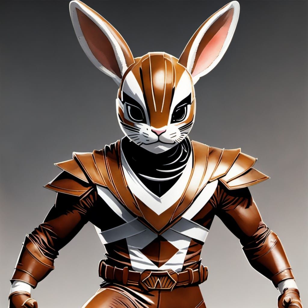 Brown Power Ranger Bunny Character