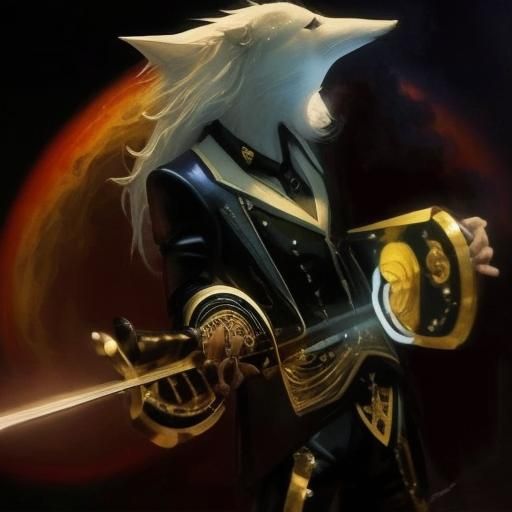 Wolf in Tuxedo Holds Tiger Cub: 3D Digital Art