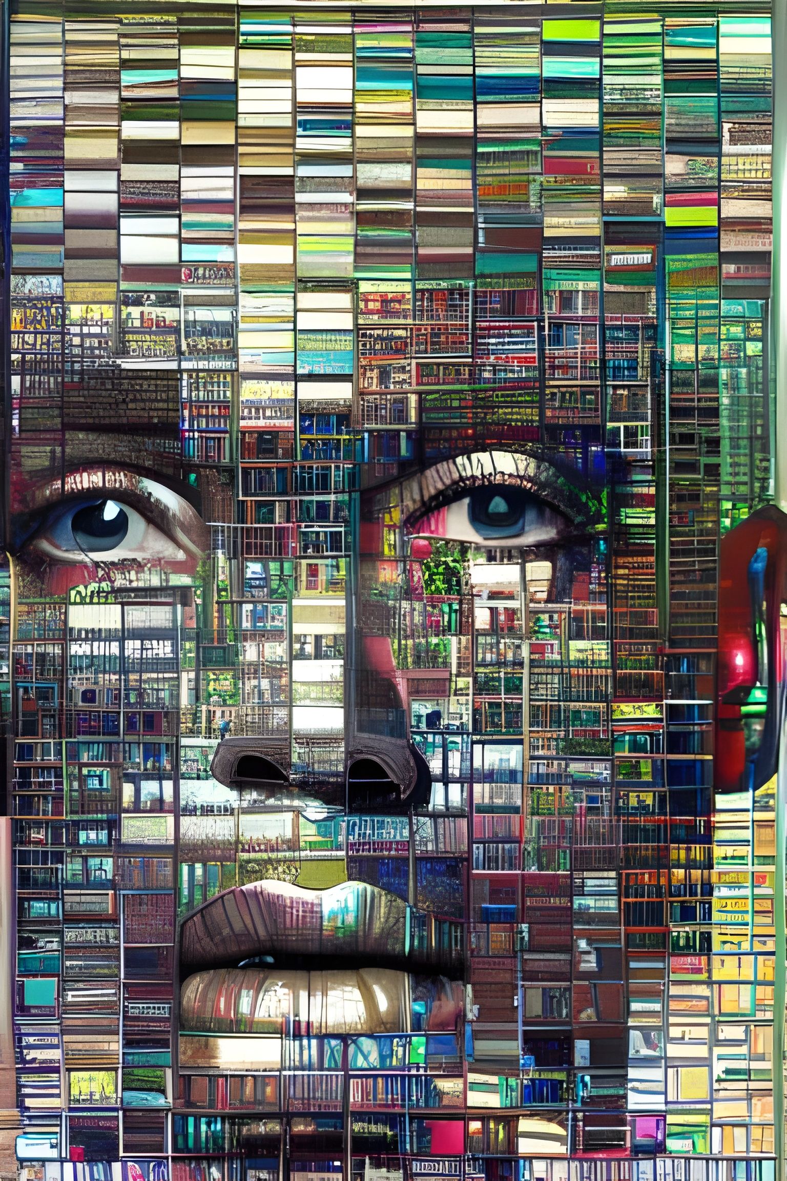 Iridescent Chrome Humanoid in Geometric Surrealism