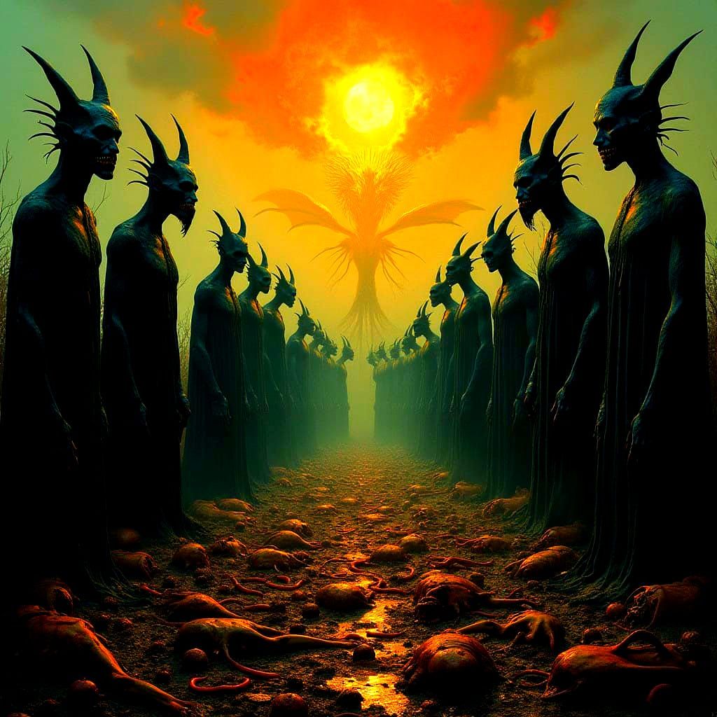 Dark Fey Convene in Grotesque Medieval Fantasy Realm