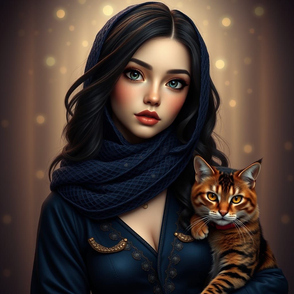 Fair Woman Portrait in Syd Mead Cyberpunk Style