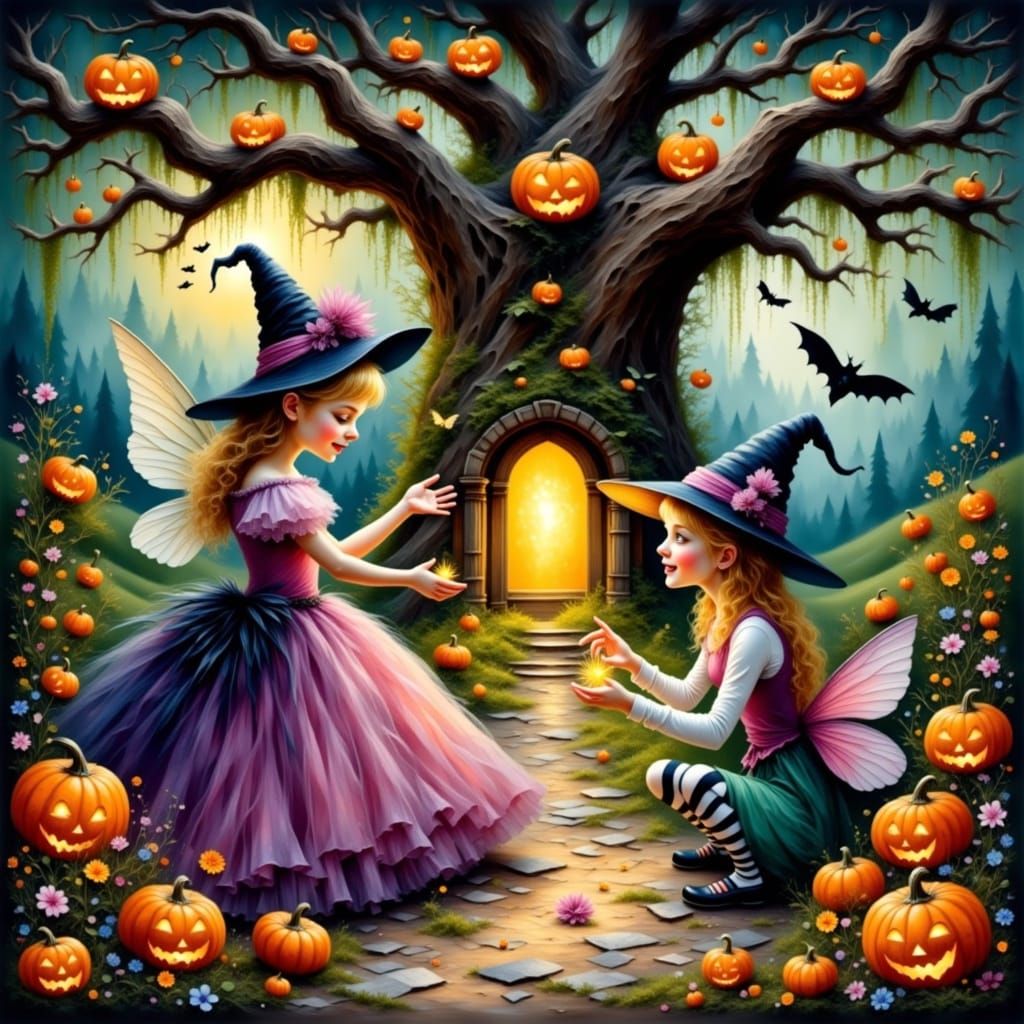 Halloween Fairy Portal Scene with Princess