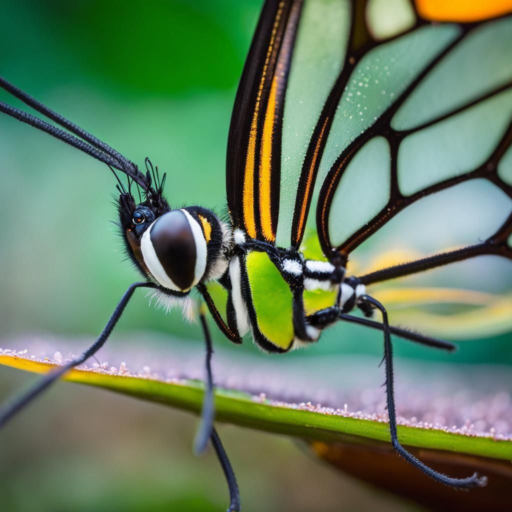 Glasswing Butterfly Macro Photograph, Detailed Natural Light...