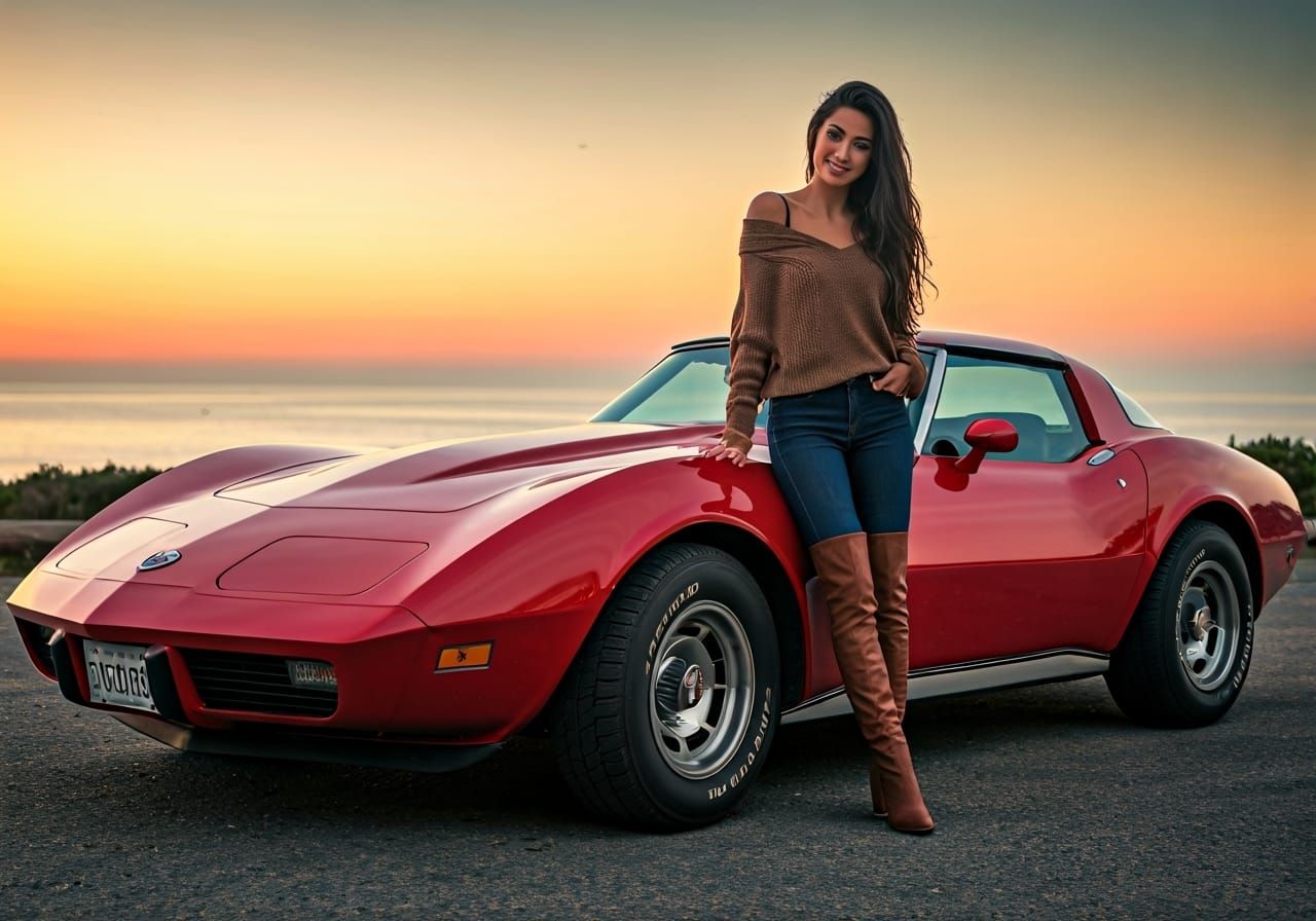 Classic Corvette at Sunset: Photorealistic Film Still