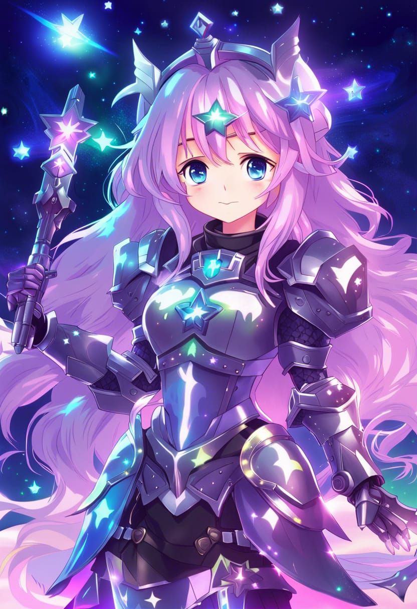 Anime Knight with Galaxy Star Armor