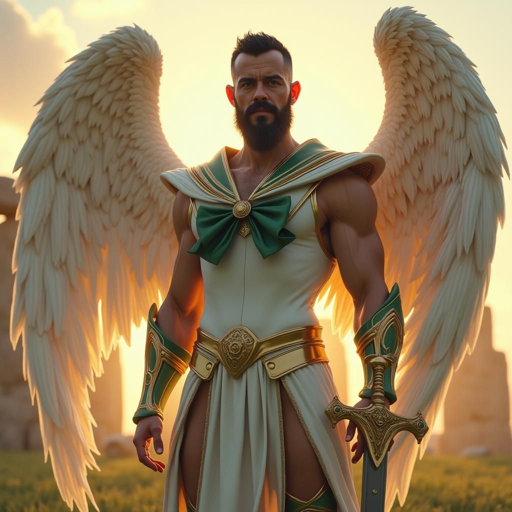 Sailor Guardian Excalibur at Stonehenge: Matte Painting