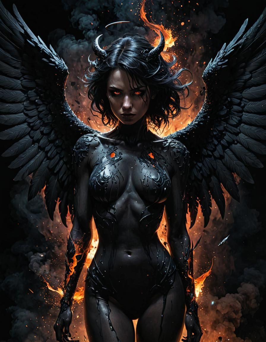 Cosmic Demon Angel: A Sad, Beautiful Illustration