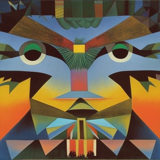 Native American bunny kachina   Kaiju  in a Million Dandelion dreamscape,  making wishes , Salvador Dali collaboration P...