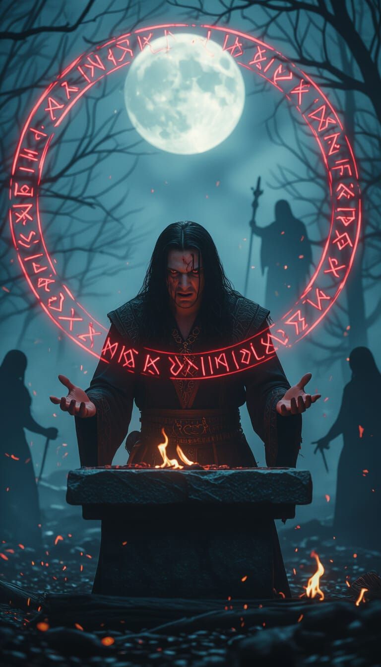 Mage Before Altar in Cursed Forest