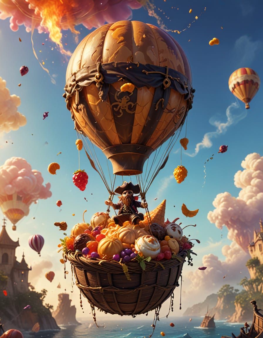 Whimsical Pirate Adventure in a Peanut Butter Balloon
