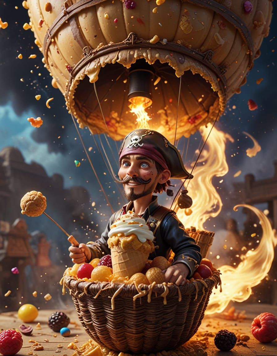 Whimsical Pirate in Peanut Butter Balloon, Food Fight