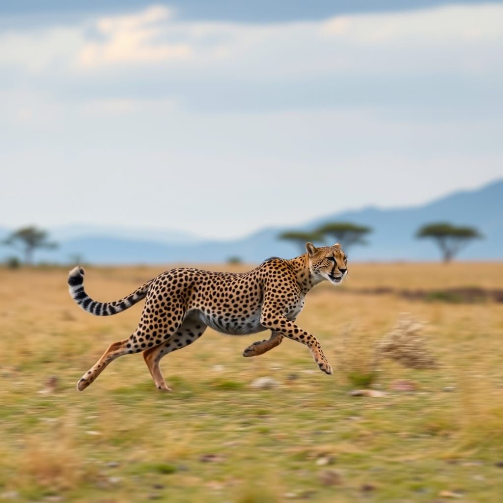 Majestic Cheetah Running Through African Plains