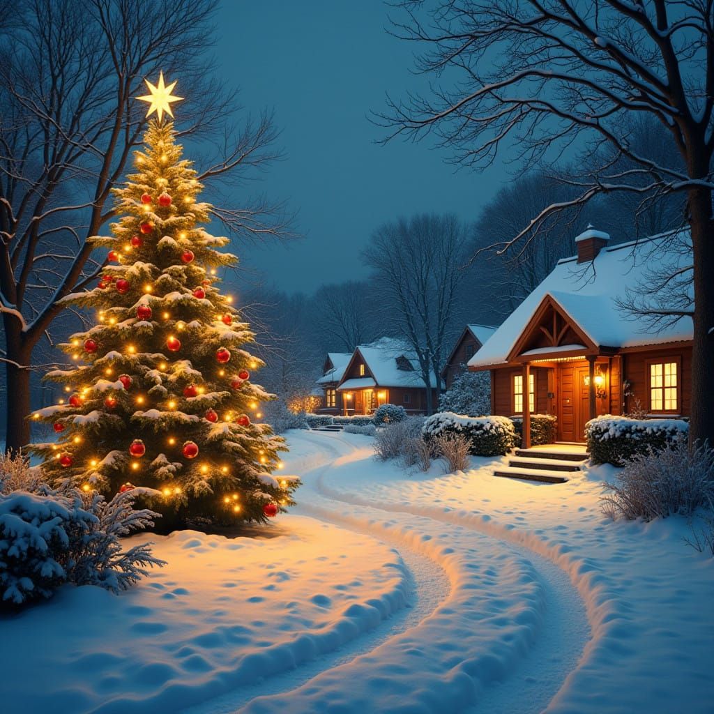 Enchanting Winter Scene in Whimsical Christmas Style