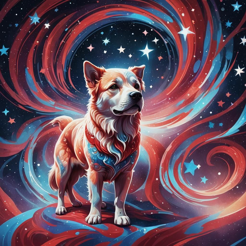 Norway Dog in Cosmic Astral Illustration