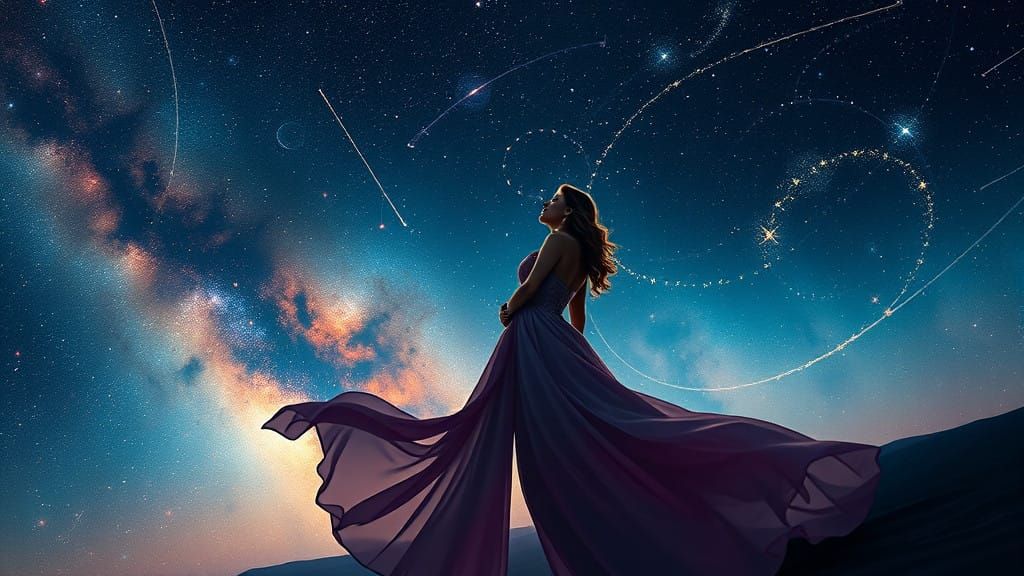 Cosmic Lovers in Starry Night Elegance