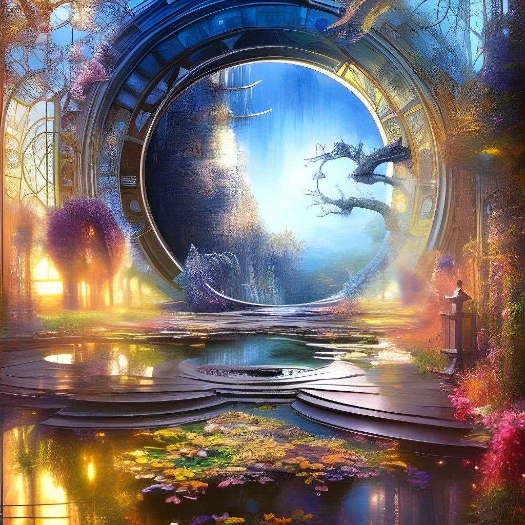 Surreal Portal to Future World in Painterly Style