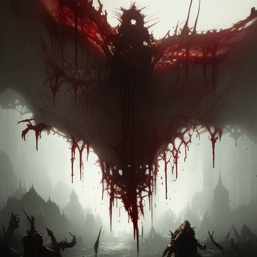 Blood-Covered Gut in Dark Fantasy Art Style
